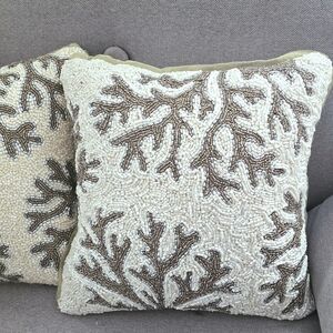 Pier One Coastal Beaded Coral Pillow